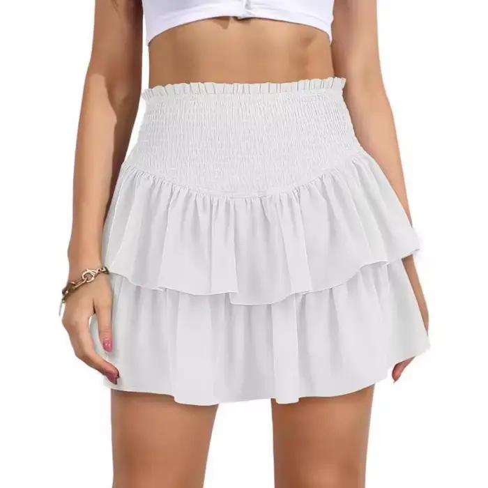 Jupes pour femmes toutes saisons quotidien basique plaine taille haute couches Mini