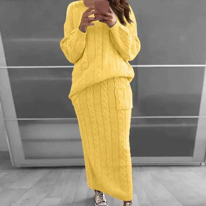 Ensemble pull et jupe en tricot pour femme