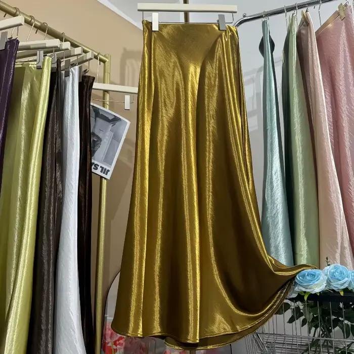 Jupe mi-longue en Satin brillant pour femmes
