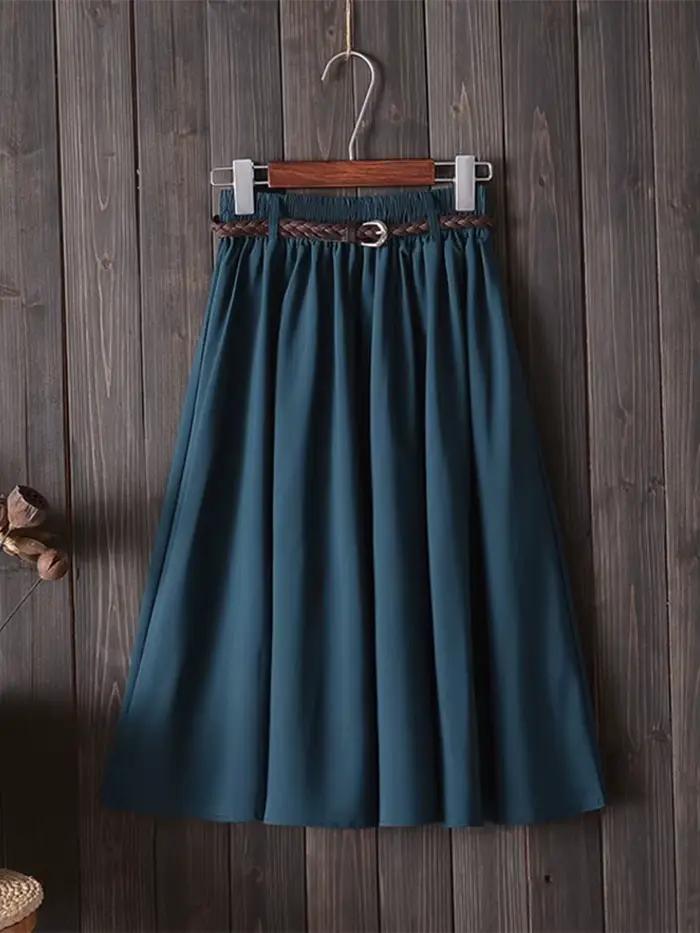 Jupe d'été mi-longue Dozw avec ceinture, mode coréenne, taille haute, plissée, décontractée, pour femmes, occasions spéciales