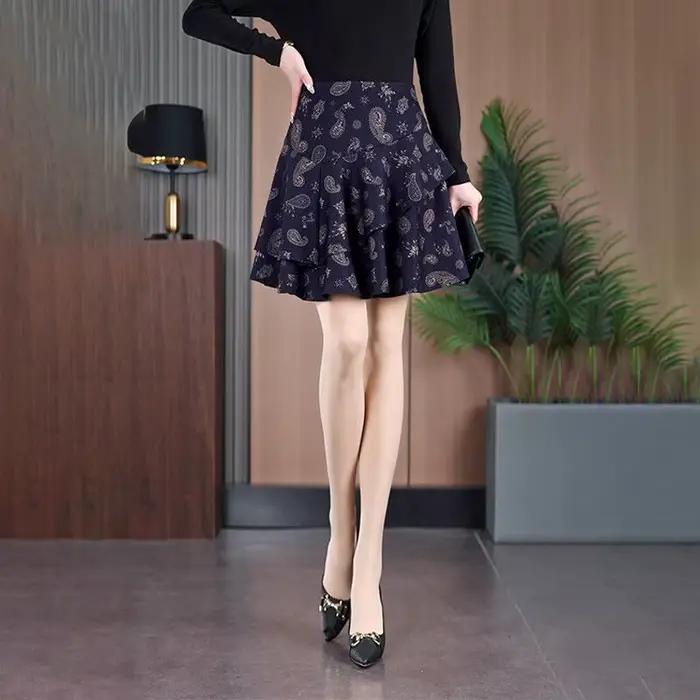 Jupe aux volants polyester ample et élégante pour femmes, silhouette en ligne, patchwork, volants, coupe régulière, été 2025, occasions professionnelles et formelles