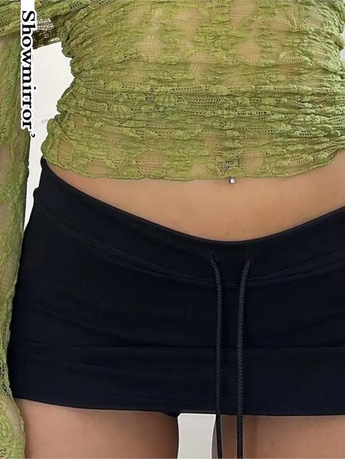 Slim solide jupes moulantes chemises mignonnes décontracté taille basse Super Mini
