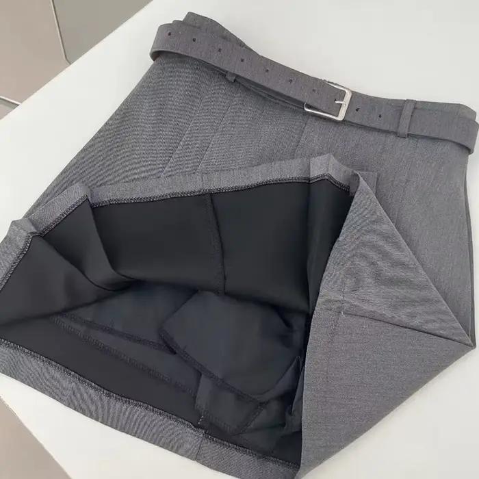 Lucyever Preppy Style a-ligne jupe pour femmes été nouvelle taille haute noir gris jupes plissées femme décontracté