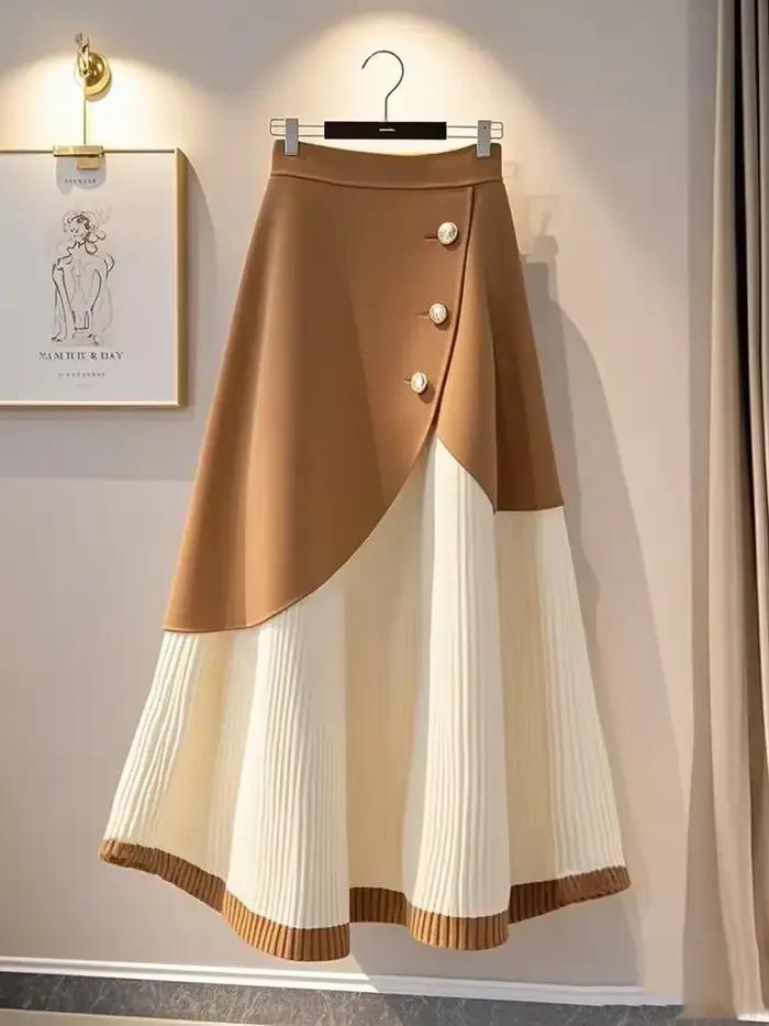 Jupe tricotée mi-longue pour femme