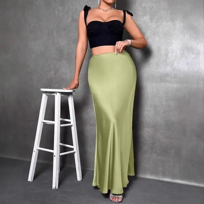 Dian – jupe longue en Satin pour femmes