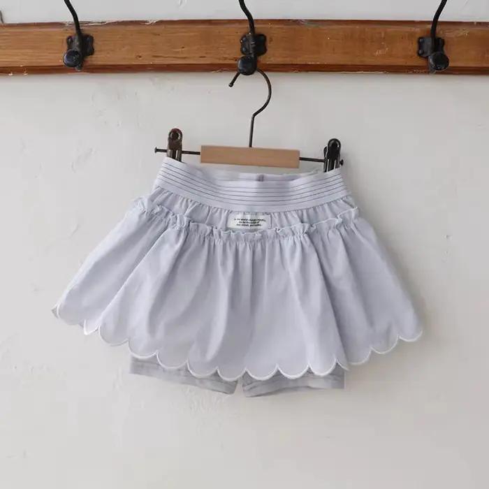 Q2650-T2648 Style coréen nouveauté filles confortable mignon doux dentelle à la mode polyvalent pantalon jupe ensemble pour les enfants