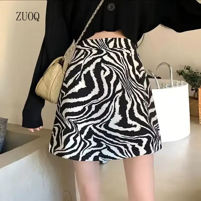 Jupe mini pour femme imprimée zèbre style vintage coupe trapèze décontractée pour toutes les saisons soirées officielles