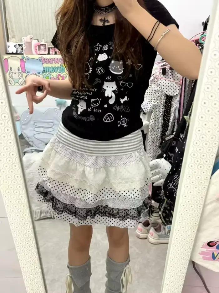 Jupe ample Lolita en dentelle douce pour femmes