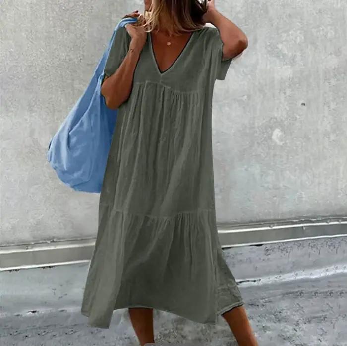 Jupe longue en coton et lin pour femmes