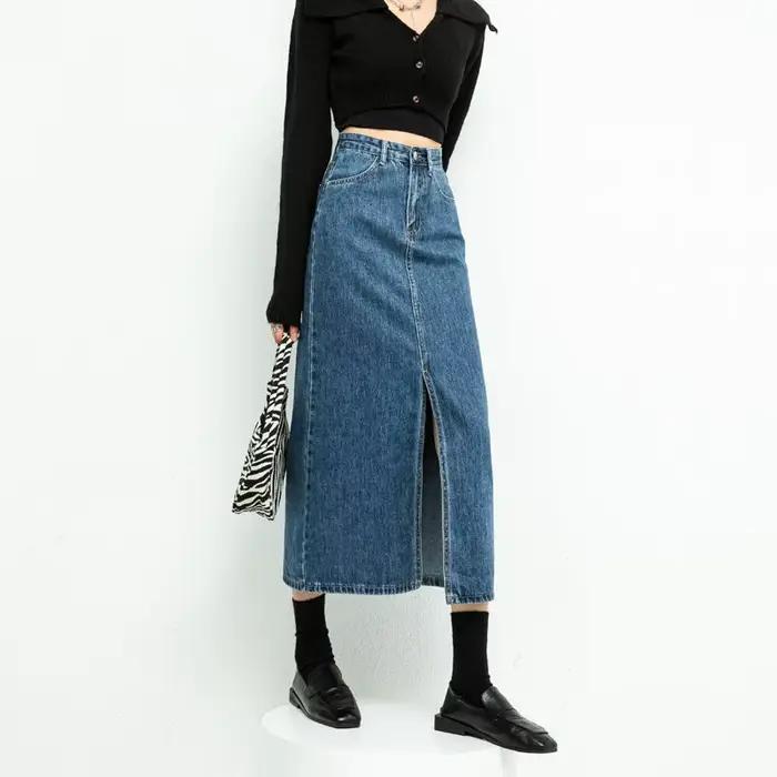 Jupe en jean fendue pour femme