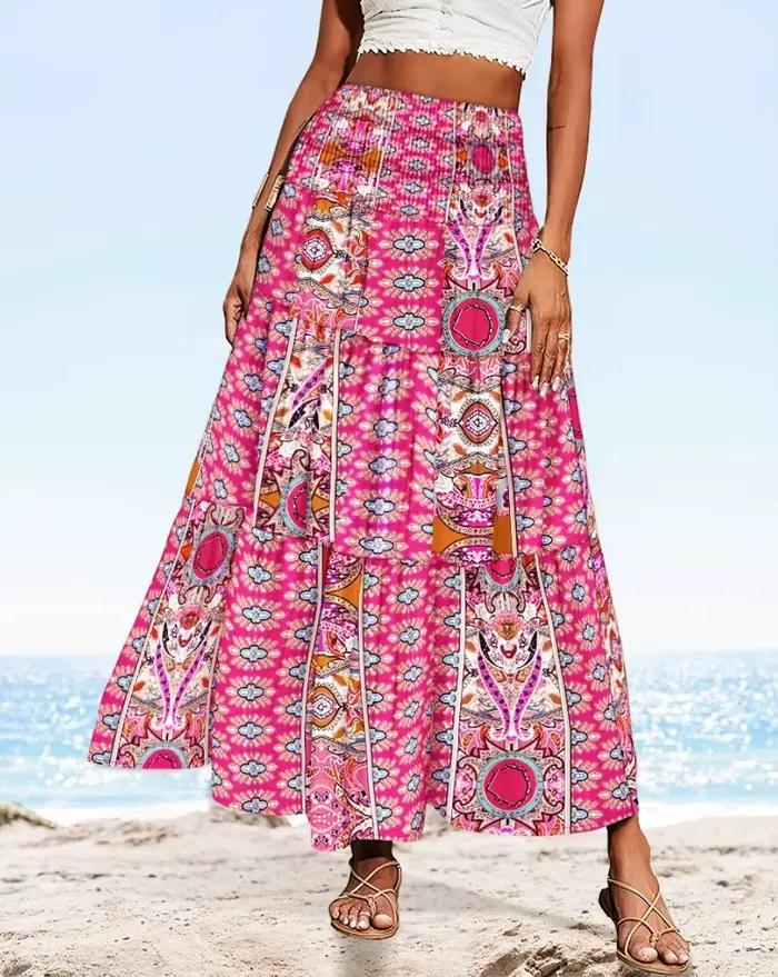 Jupe longue maxi à volants pour femme