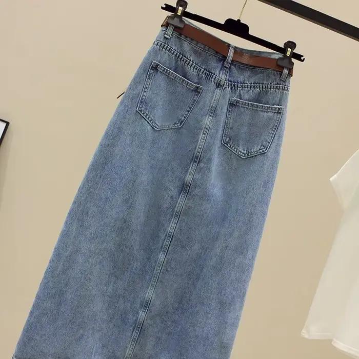 Vintage Denim enveloppé jupes de hanche pour les femmes 2025 été décontracté