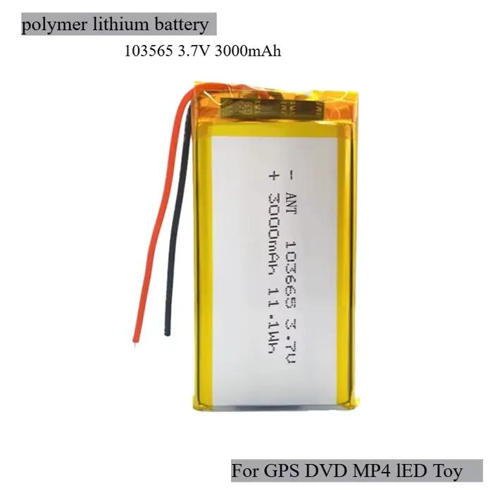 Grande capacité 3000mAh 103565   Batterie rechargeable au lithium polymère 3,7 V avec batterie ultra longue durée pour appareils intelligents/LED/bricolage
