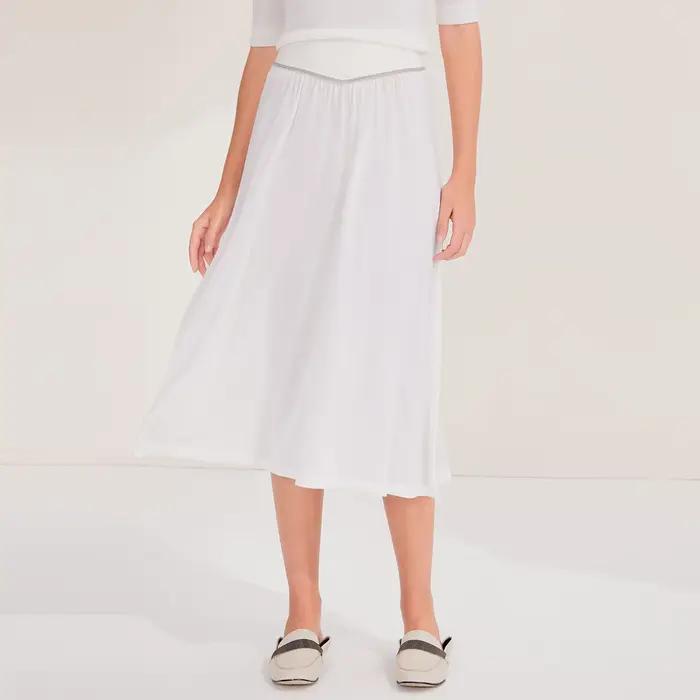 Femmes 100% laine jupe fluide ceinture élastique décontracté a-ligne Style