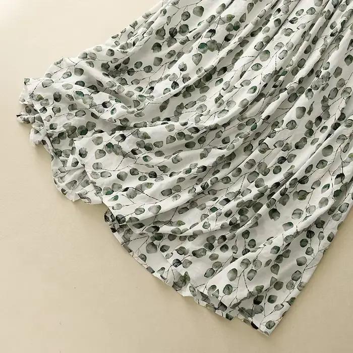 Jupe trapèze en coton et lin pour femmes