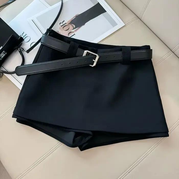 Jupe a-ligne XPQBB pour femmes, style bureau, noir et blanc, élastique et confortable pour toutes les occasions professionnelles