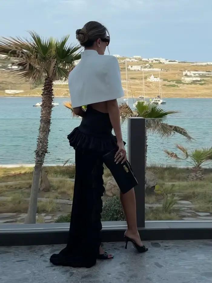 Ensemble élégant jupe et haut châle pour femme