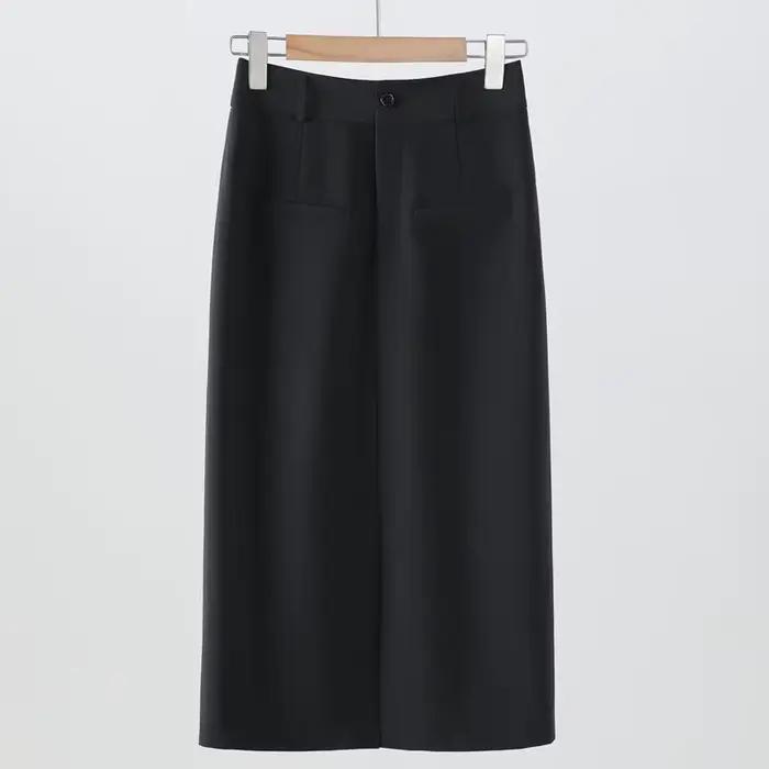 Jupe Midi Vintage pour Femme avec Fente Latérale