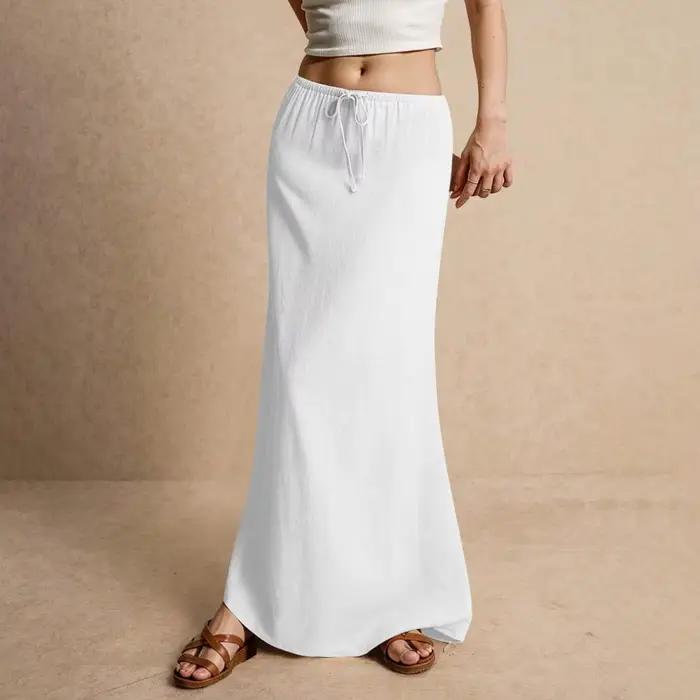Femmes Maxi jupe cordon a-ligne couleur unie longue
