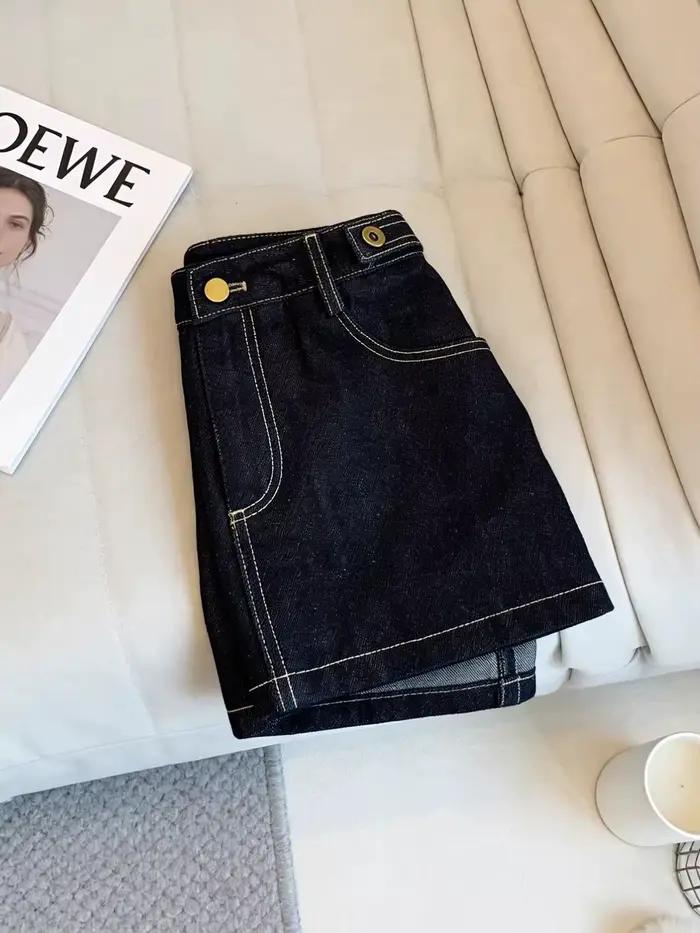 Jupe en jean rétro bleu foncé pour femme