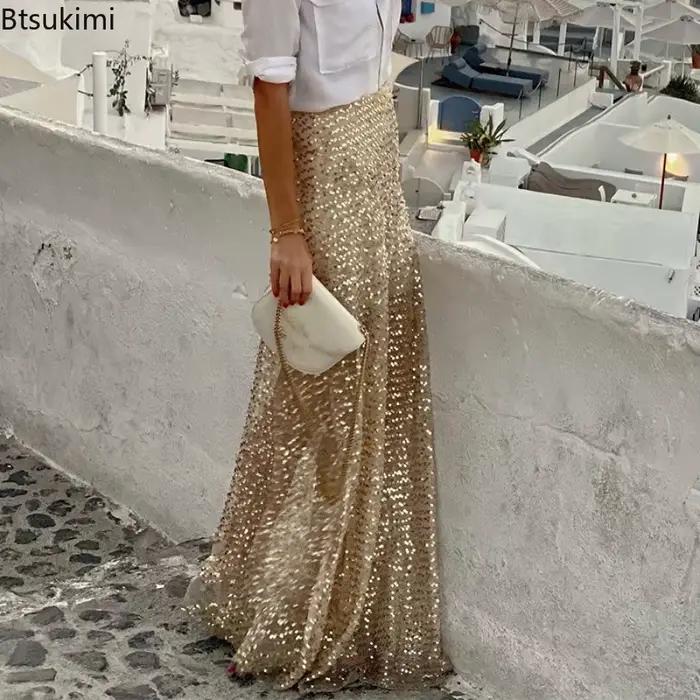 Jupes longues à paillettes sexy pour femmes