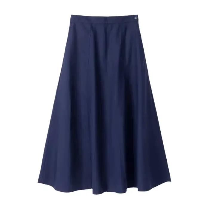 Jupe longue en coton et lin décontractée pour femme polyvalente été midi blanc bleu rouge