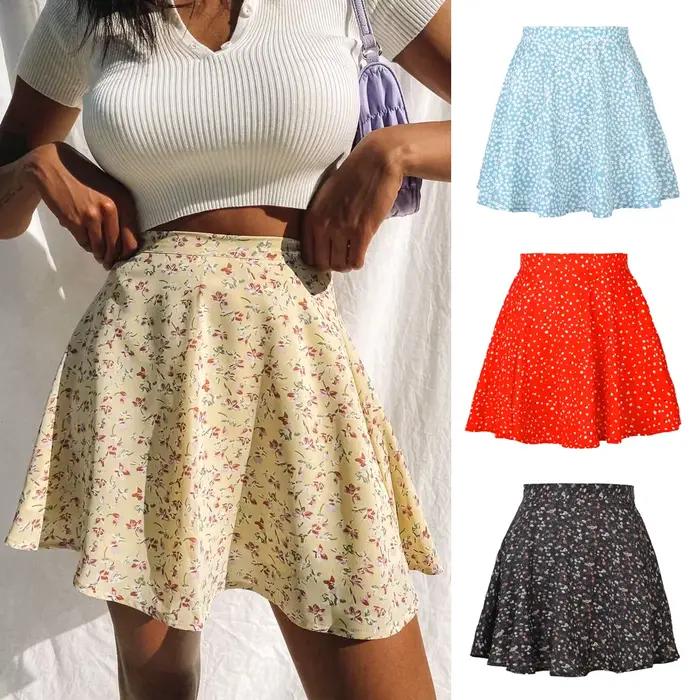 Jupe courte à imprimé floral pour femmes