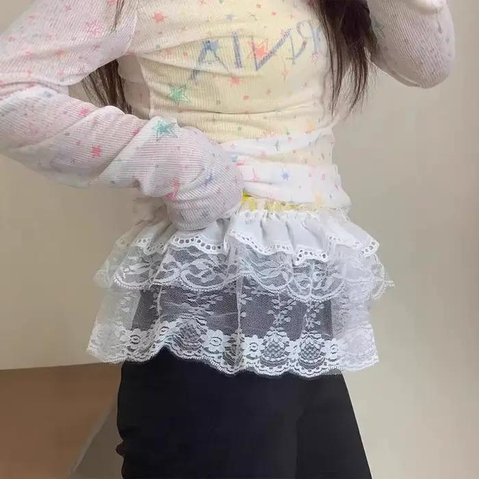 Jupe irrégulière en dentelle pour femmes
