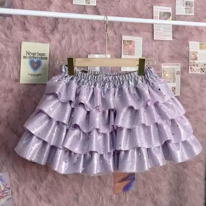Mini-Jupe Princesse Violette Style Y2K Harajuku Dentelle Non Extensible Pour Sorties Nocturnes Occasions Spéciales