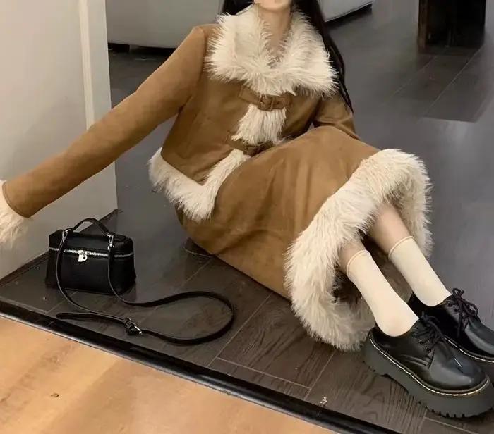 Manteau kaki avec jupe de costume en coton pour femme