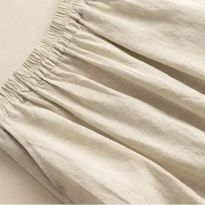 Jupe en coton et lin brodée pour femmes