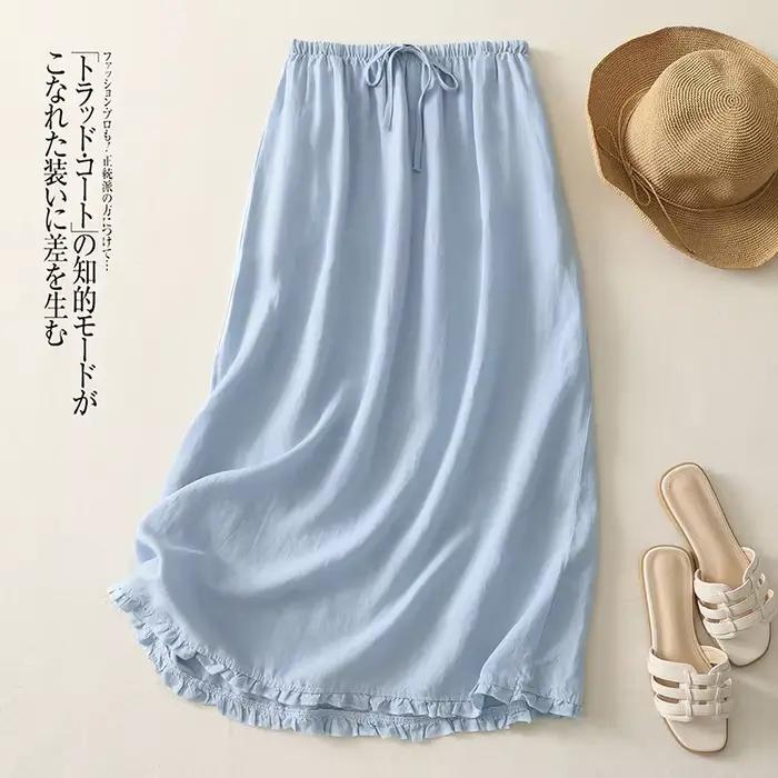 Jupe mi-longue en coton pour femme