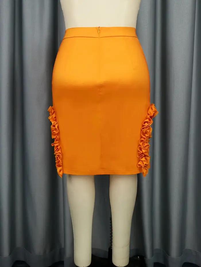 Mini jupe crayon à volants pour femme