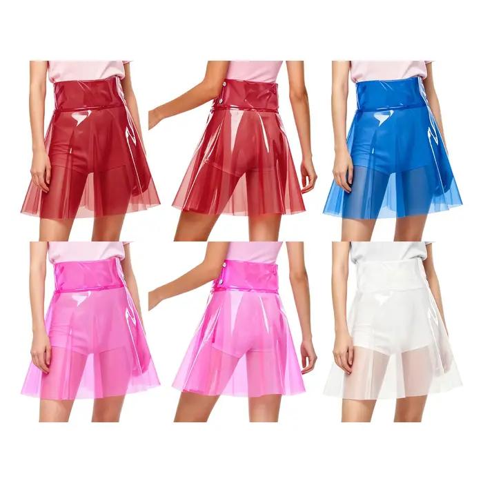 Jupe mini transparente en PVC pour femme