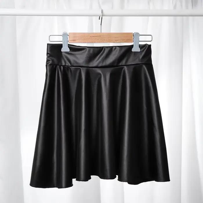 Demi-jupe texturée en Faux cuir taille haute pour femmes