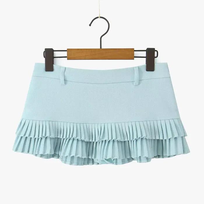 Mini jupe plissée taille basse pour femme
