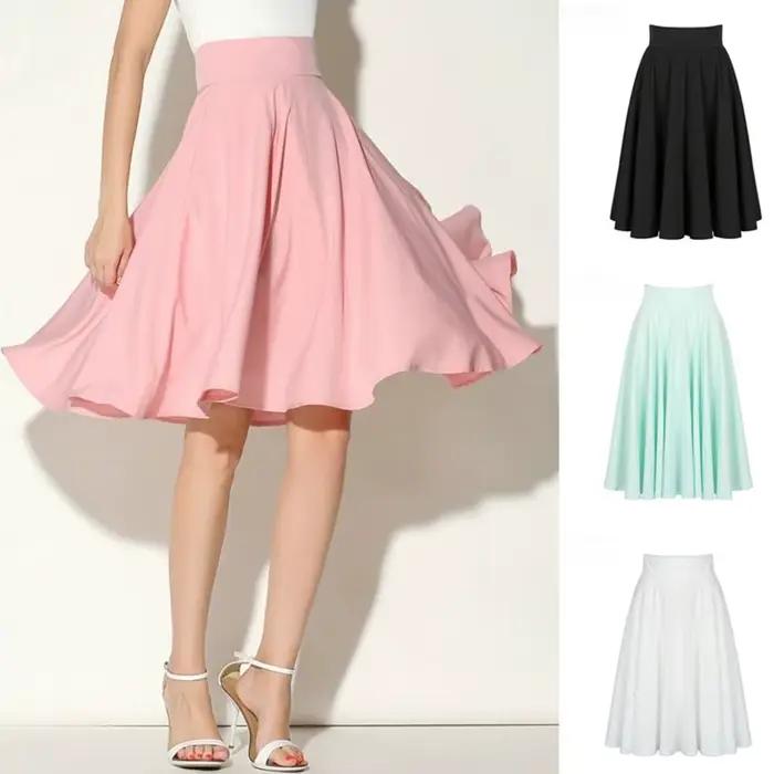 Jupe élégante de couleur unie à taille haute