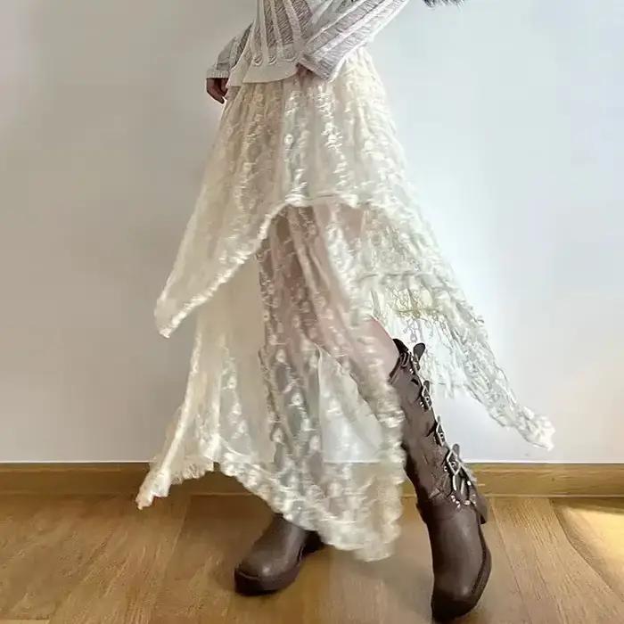 Jupe en dentelle taille haute pour femmes
