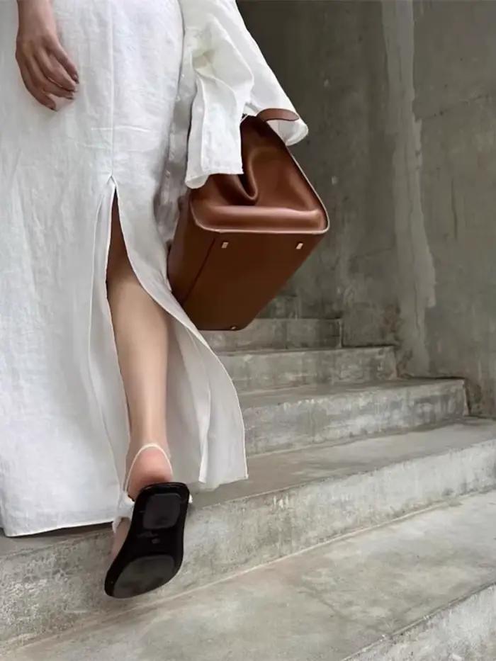Jupe longue élégante en coton blanc uni pour femme