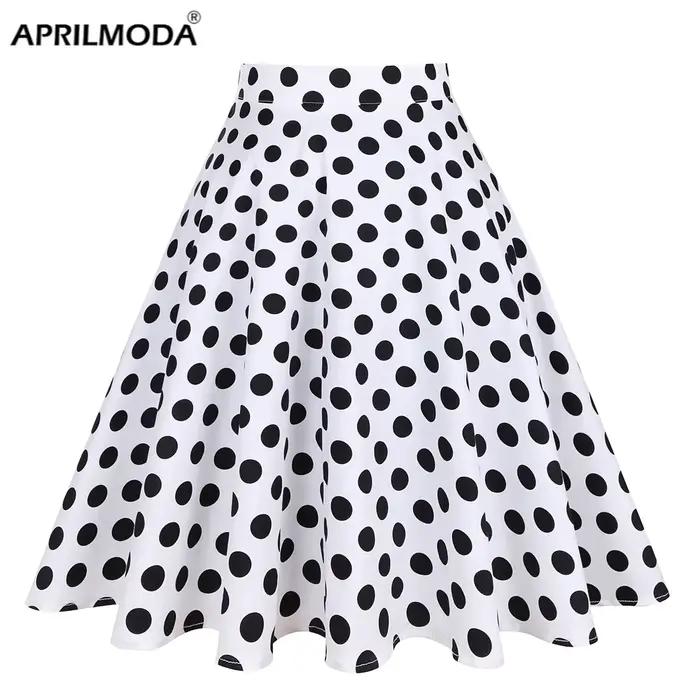 Jupe tunique vintage à pois pour femme