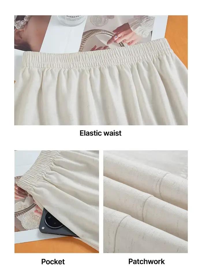 Jupes longues en coton et lin de style japonais pour femmes