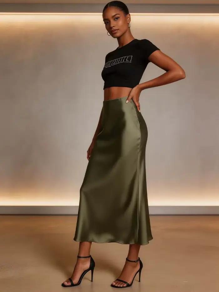 Jupe sirène unie, nouvelle collection 2026, élégante pour femme
