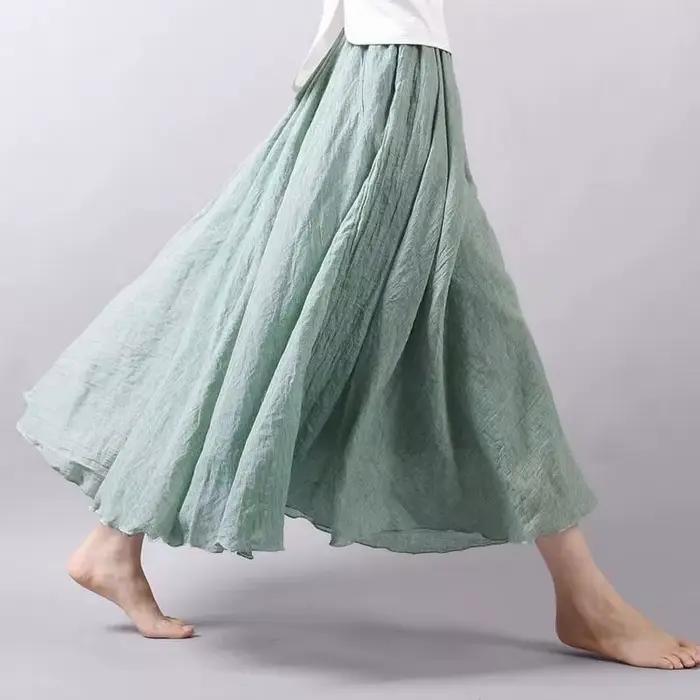 Jupe longue double couche en coton