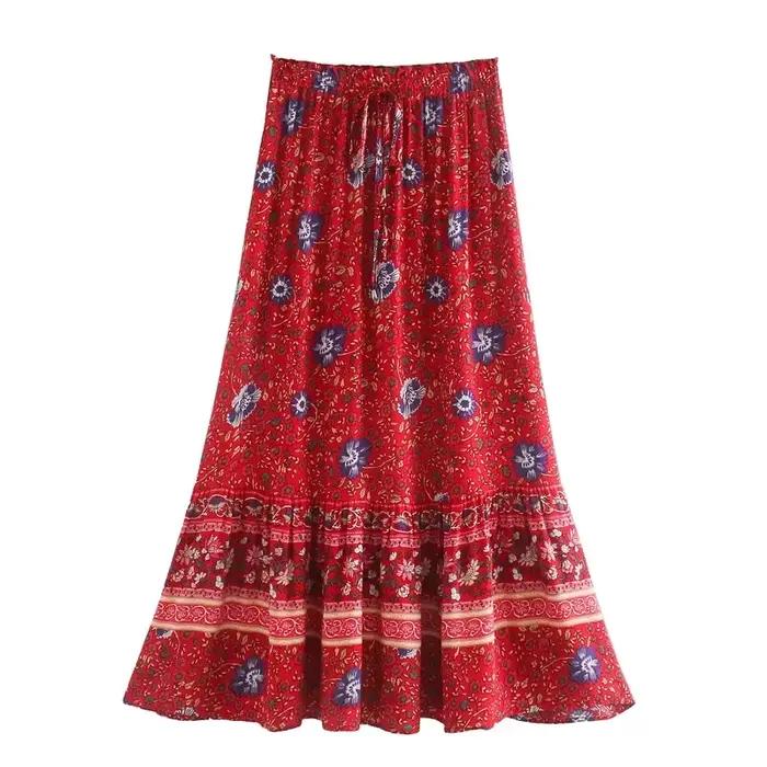 Jupe longue en coton rayonne pour femme