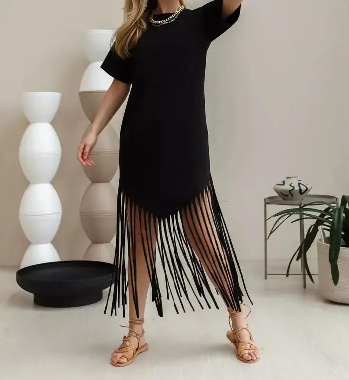 Robe longue florale polyester ample pour femme style bureau dames automne hiver occasions spéciales