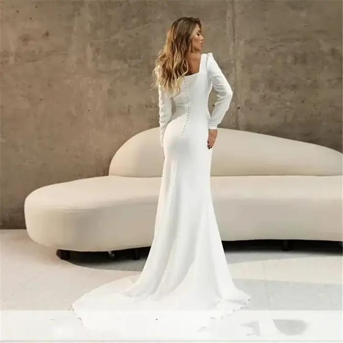 Robe de mariée en Satin à manches longues