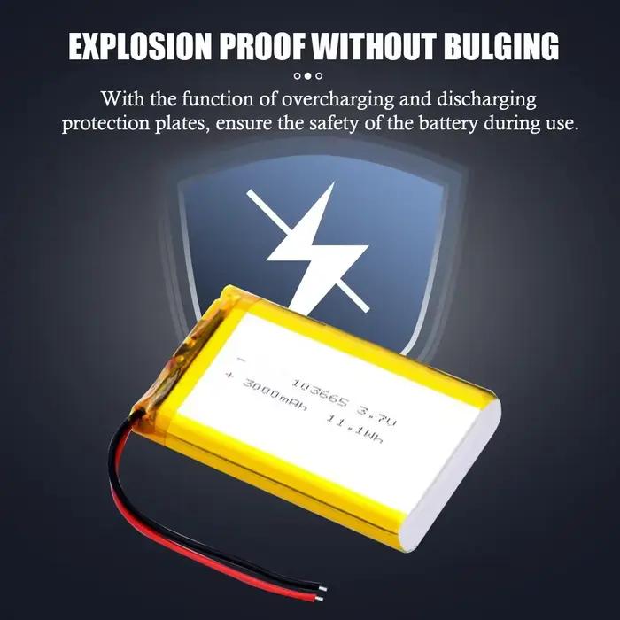 Grande capacité 3000mAh 103565   Batterie rechargeable au lithium polymère 3,7 V avec batterie ultra longue durée pour appareils intelligents/LED/bricolage