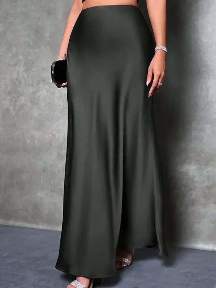 Jupe sirène en Satin noir pour femmes
