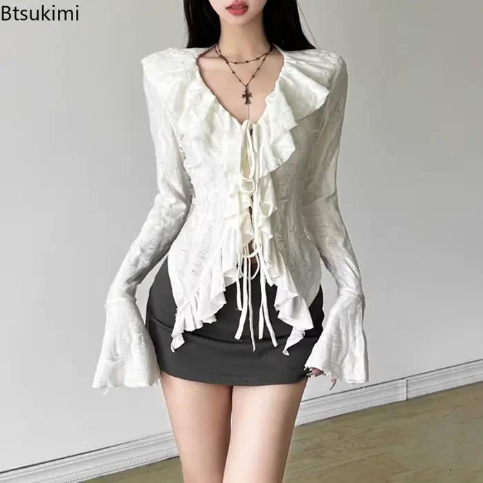 Nouvelles Blouses Sexy à Manches Longues pour Femmes