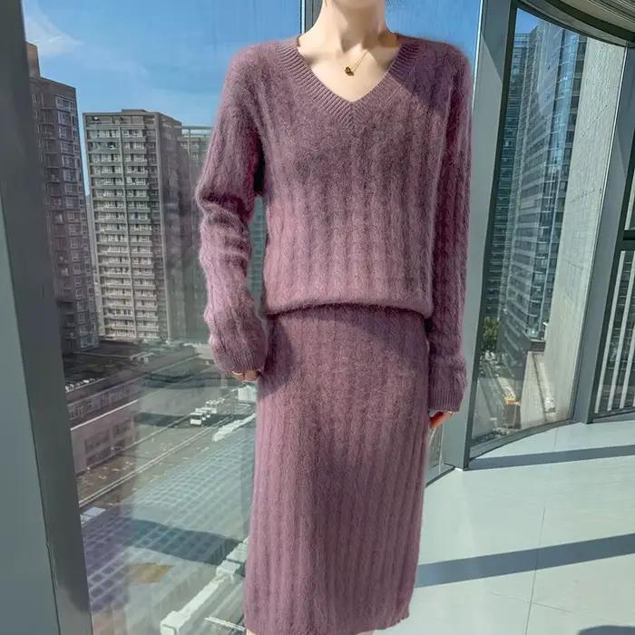 Jupe pull en laine de vison pour femme